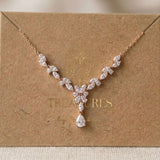 Magnolia Rose Gold CZ Bridal Necklace - Treasures by Agnes