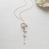 Meadow Floral Backdrop Necklace – Gold Filled Real Pearl Bridal Back Necklace - Treasures by Agnes