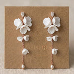 Meadow Gold Floral Pearl Statement Bridal Earrings - Treasures by Agnes