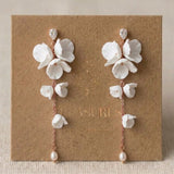 Meadow Gold Floral Pearl Statement Bridal Earrings - Treasures by Agnes