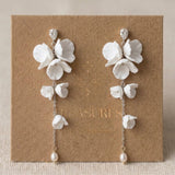 Meadow Gold Floral Pearl Statement Bridal Earrings - Treasures by Agnes