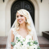 Quinn Bridal Earrings – White Opal & Golden Shadow Teardrop Crystal Earrings - Treasures by Agnes