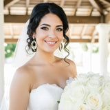 Quinn Bridal Earrings – White Opal & Golden Shadow Teardrop Crystal Earrings - Treasures by Agnes