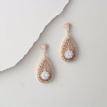 Rose gold Art Deco simulated diamond earrings - CYNTHIA - Treasures by Agnes