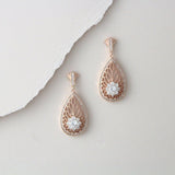 Rose gold Art Deco simulated diamond earrings - CYNTHIA - Treasures by Agnes