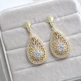 Rose gold Art Deco simulated diamond earrings - CYNTHIA - Treasures by Agnes