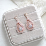 Rose gold Art Deco simulated diamond earrings - CYNTHIA - Treasures by Agnes