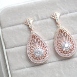 Rose gold Art Deco simulated diamond earrings - CYNTHIA - Treasures by Agnes
