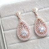 Rose gold Art Deco simulated diamond earrings - CYNTHIA - Treasures by Agnes