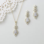 Rose gold Bridal earrings and necklace set - PAIGE - Treasures by Agnes