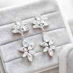 Rose gold bridal earrings with white opal crystals - Bridgette - Treasures by Agnes