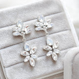 Rose gold bridal earrings with white opal crystals - Bridgette - Treasures by Agnes