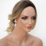 Rose gold bridal earrings with white opal crystals - Bridgette - Treasures by Agnes