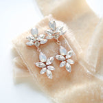 Rose gold bridal earrings with white opal crystals - Bridgette - Treasures by Agnes