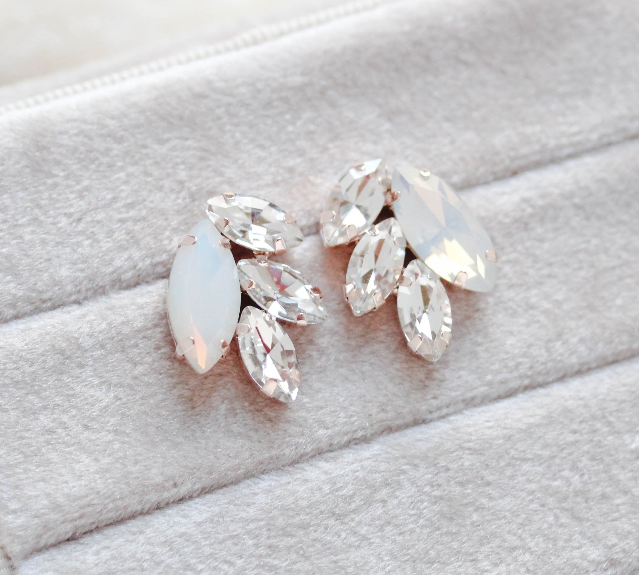Rose gold bridal stud earrings - BRIDGETTE - Treasures by Agnes