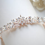 Rose gold bridal tiara with white opal crystals - BRIDGETTE - Treasures by Agnes