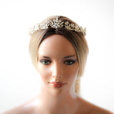 Rose gold bridal tiara with white opal crystals - BRIDGETTE - Treasures by Agnes