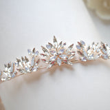 Rose gold bridal tiara with white opal crystals - BRIDGETTE - Treasures by Agnes