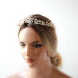 Rose gold bridal tiara with white opal crystals - BRIDGETTE - Treasures by Agnes