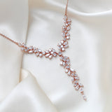 Rose gold Bridal Y necklace - JAMIE - Treasures by Agnes