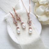 Rose gold Cubic Zirconia Bridal or Bridesmaid jewelry set - LAUREN - Treasures by Agnes