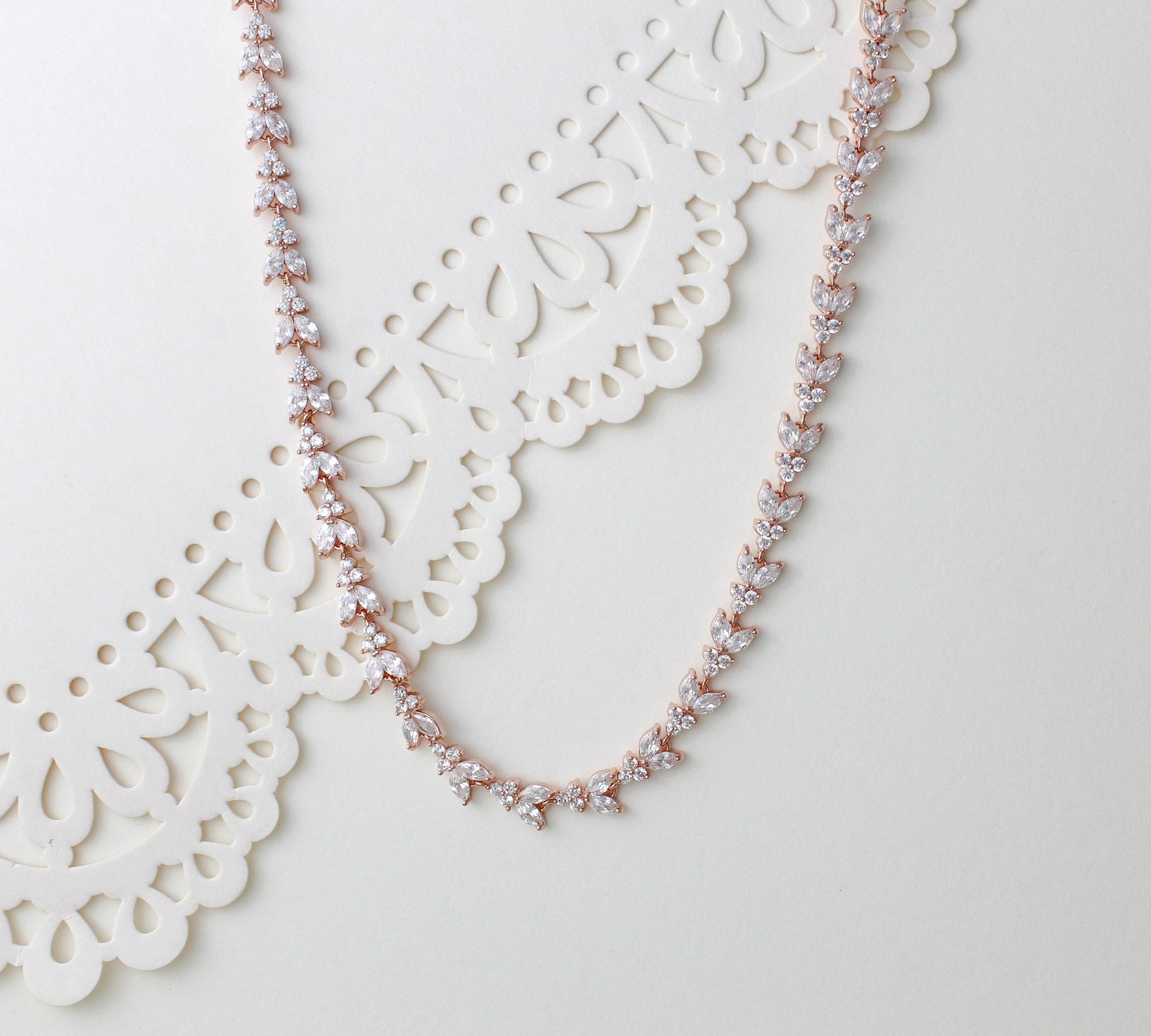 Rose gold necklace with or without backdrop - ANDREA - Treasures by Agnes