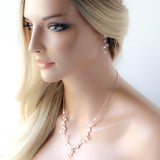 Rose gold pearl and crystal jewelry set - AMANDA - Treasures by Agnes