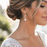 Rylie Rose gold Bridal Cubic Zirconia Earrings | Teardrop Wedding Drop Earrings - Treasures by Agnes