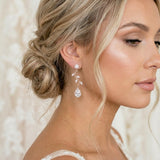 Rylie Rose gold Bridal Cubic Zirconia Earrings | Teardrop Wedding Drop Earrings - Treasures by Agnes