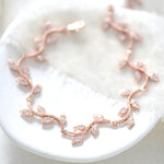 Rylie Rose Gold CZ Leaf Bridal Bracelet - Treasures by Agnes