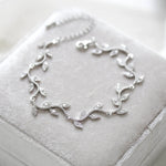 Rylie Rose Gold CZ Leaf Bridal Bracelet - Treasures by Agnes