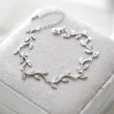 Rylie Rose Gold CZ Leaf Bridal Bracelet - Treasures by Agnes