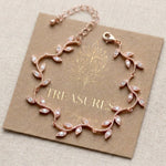 Rylie Rose Gold CZ Leaf Bridal Bracelet - Treasures by Agnes