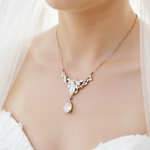 Sarah Bridal Necklace – White Opal & Golden Shadow Austrian Crystals - Treasures by Agnes
