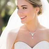 Sarah Bridal Necklace – White Opal & Golden Shadow Austrian Crystals - Treasures by Agnes