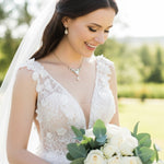 Sarah Bridal Necklace – White Opal & Golden Shadow Austrian Crystals - Treasures by Agnes