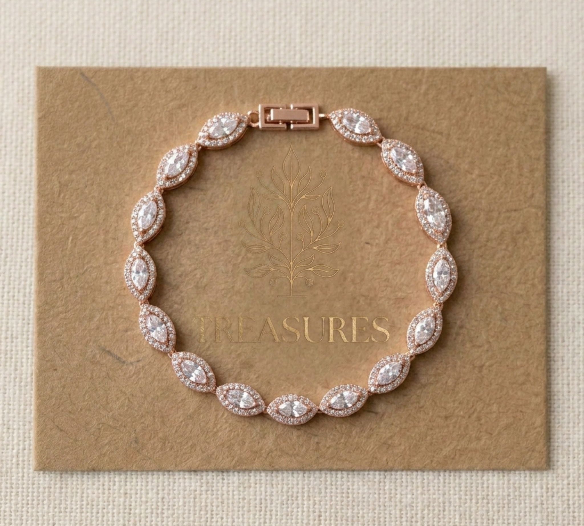 Scarlett Rose Gold CZ Bridal Bracelet - Treasures by Agnes