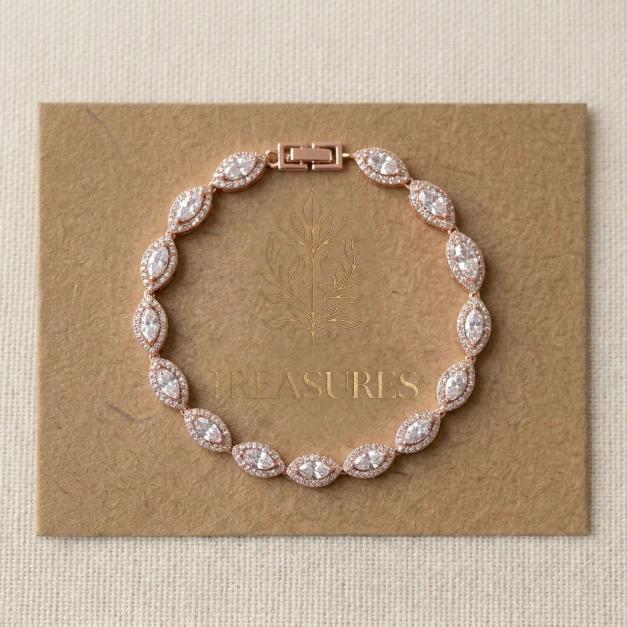 Scarlett Rose Gold CZ Bridal Bracelet - Treasures by Agnes