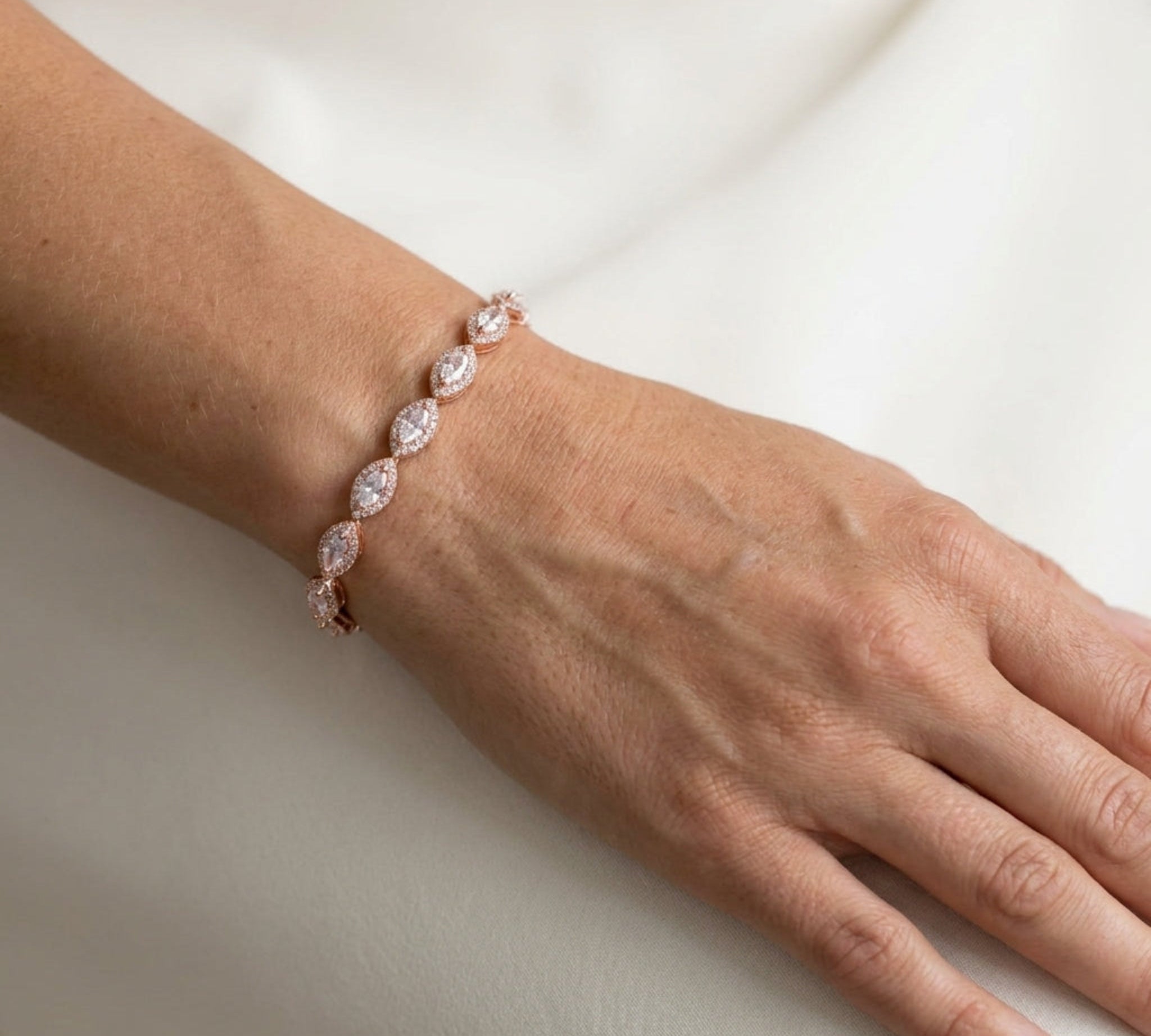 Scarlett Rose Gold CZ Bridal Bracelet - Treasures by Agnes