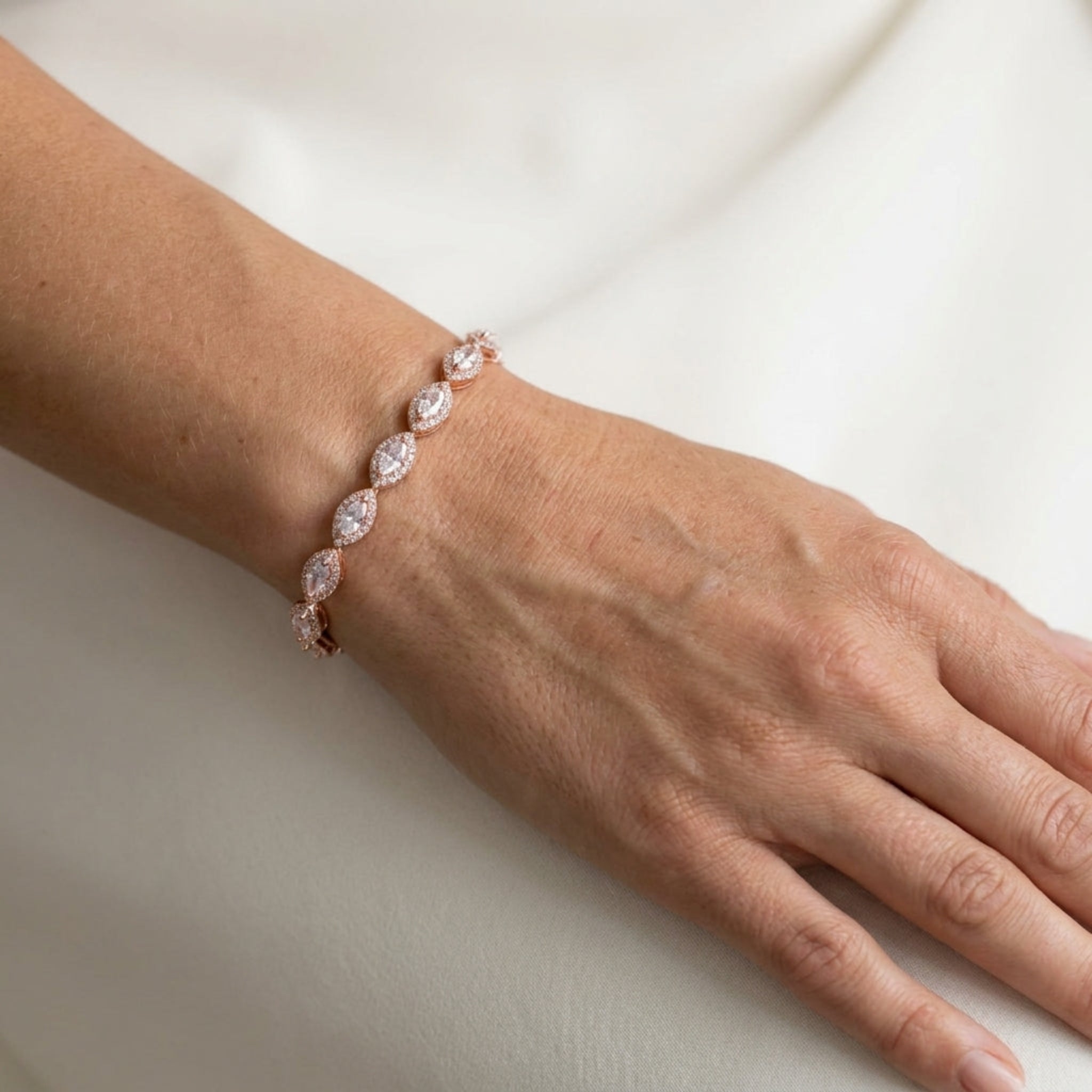 Scarlett Rose Gold CZ Bridal Bracelet - Treasures by Agnes