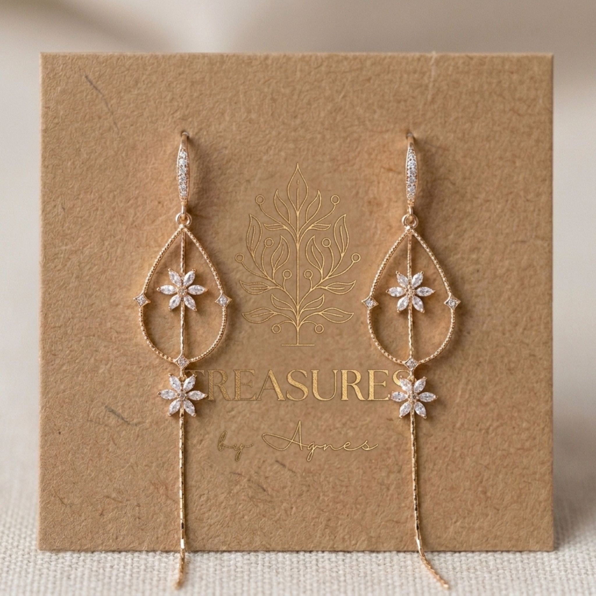 Seraphina Gold CZ Bridal Earrings - Treasures by Agnes