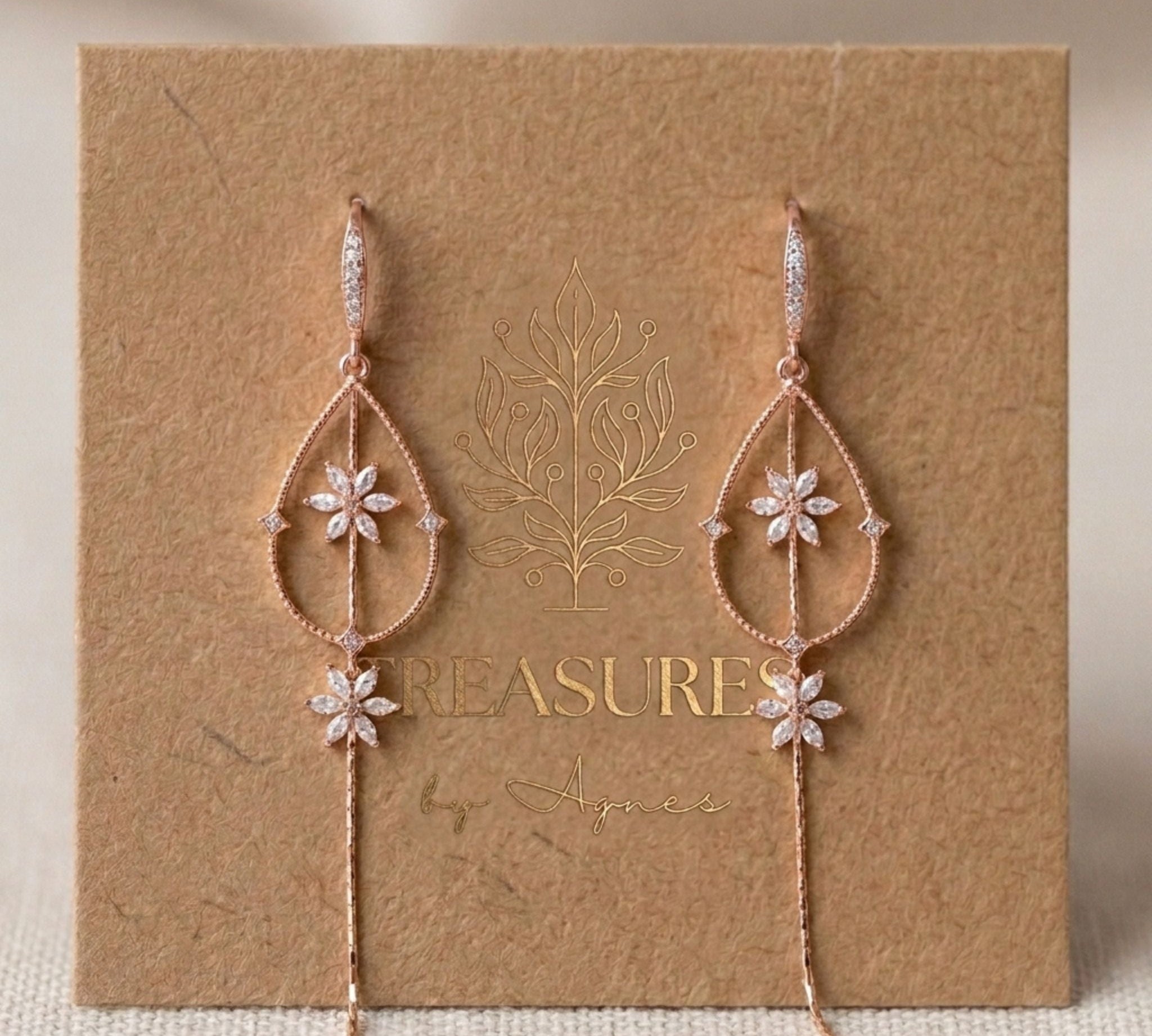 Seraphina Gold CZ Bridal Earrings - Treasures by Agnes