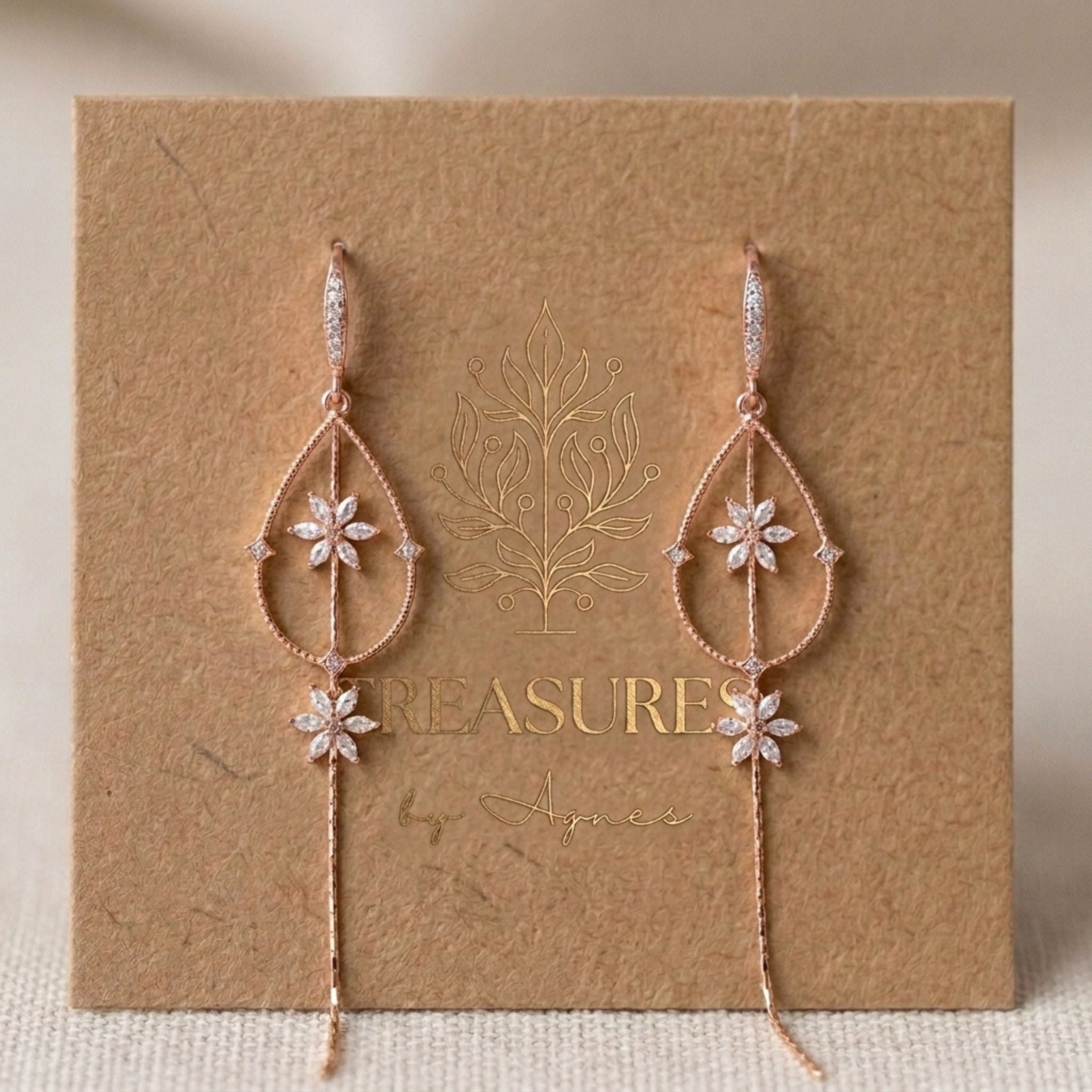 Seraphina Gold CZ Bridal Earrings - Treasures by Agnes