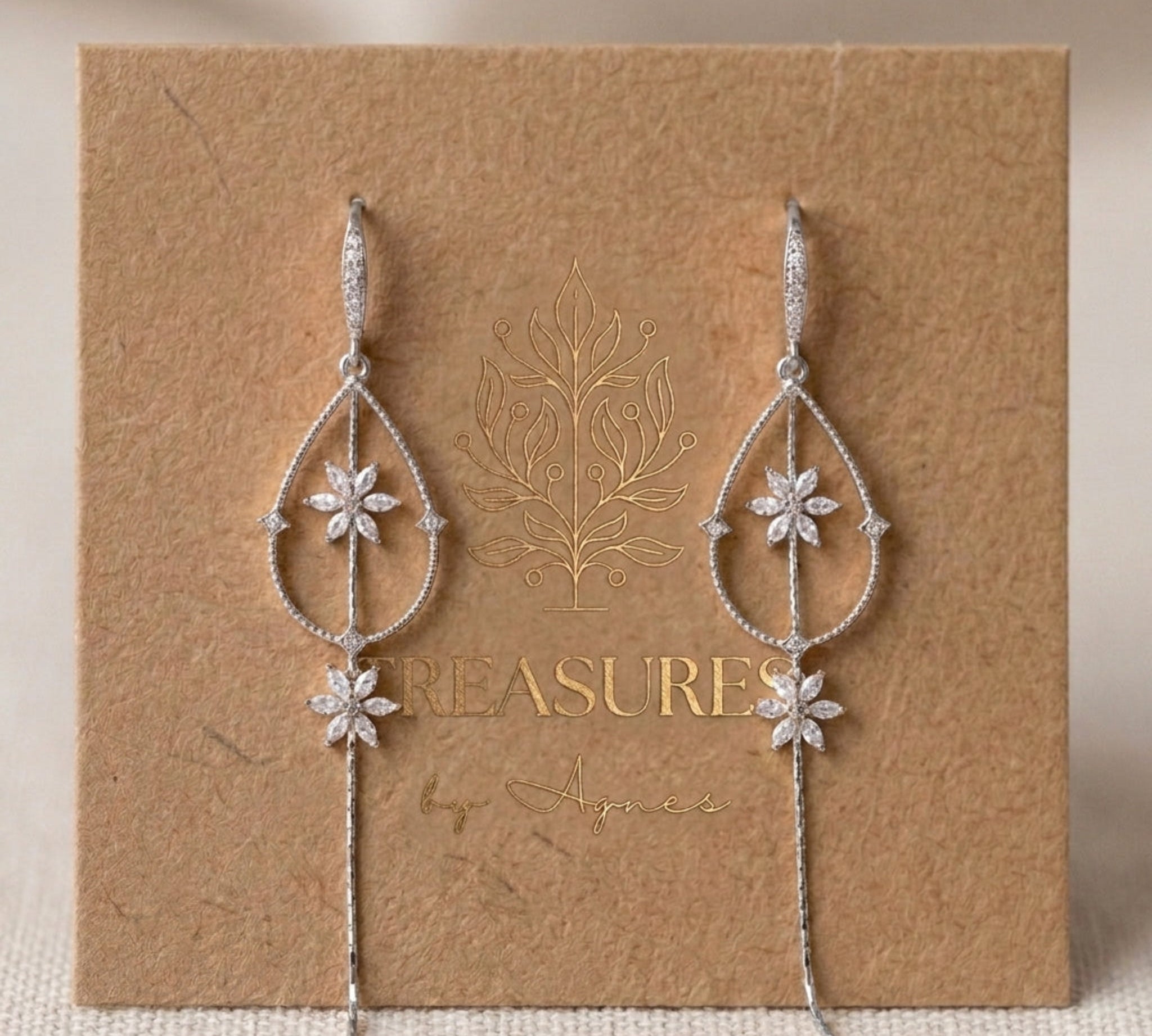 Seraphina Gold CZ Bridal Earrings - Treasures by Agnes