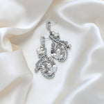 Silver Floral Bridal earrings with white opal crystals - LISA - Treasures by Agnes