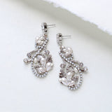 Silver Floral Bridal earrings with white opal crystals - LISA - Treasures by Agnes