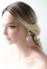 Silver Floral Bridal earrings with white opal crystals - LISA - Treasures by Agnes