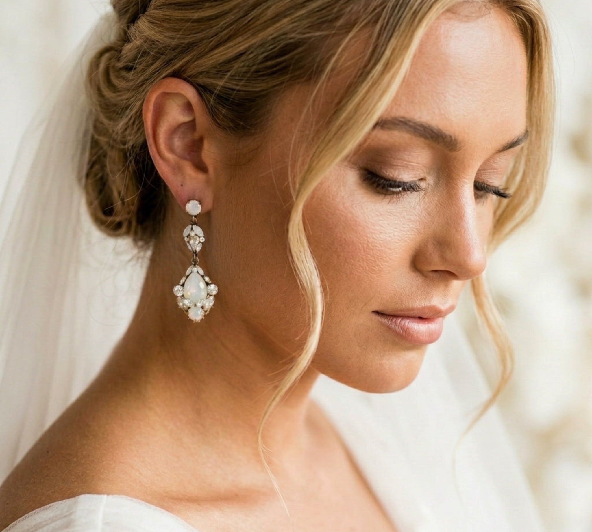 Skylar Earrings – Swarovski Crystal Teardrop Bridal Earrings - Treasures by Agnes