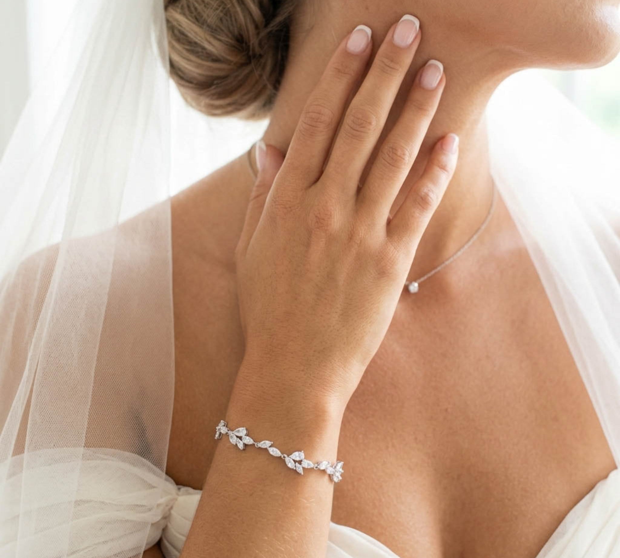 Thalia Rose Gold CZ Bracelet – Marquise Cubic Zirconia Bridal Bracelet - Treasures by Agnes
