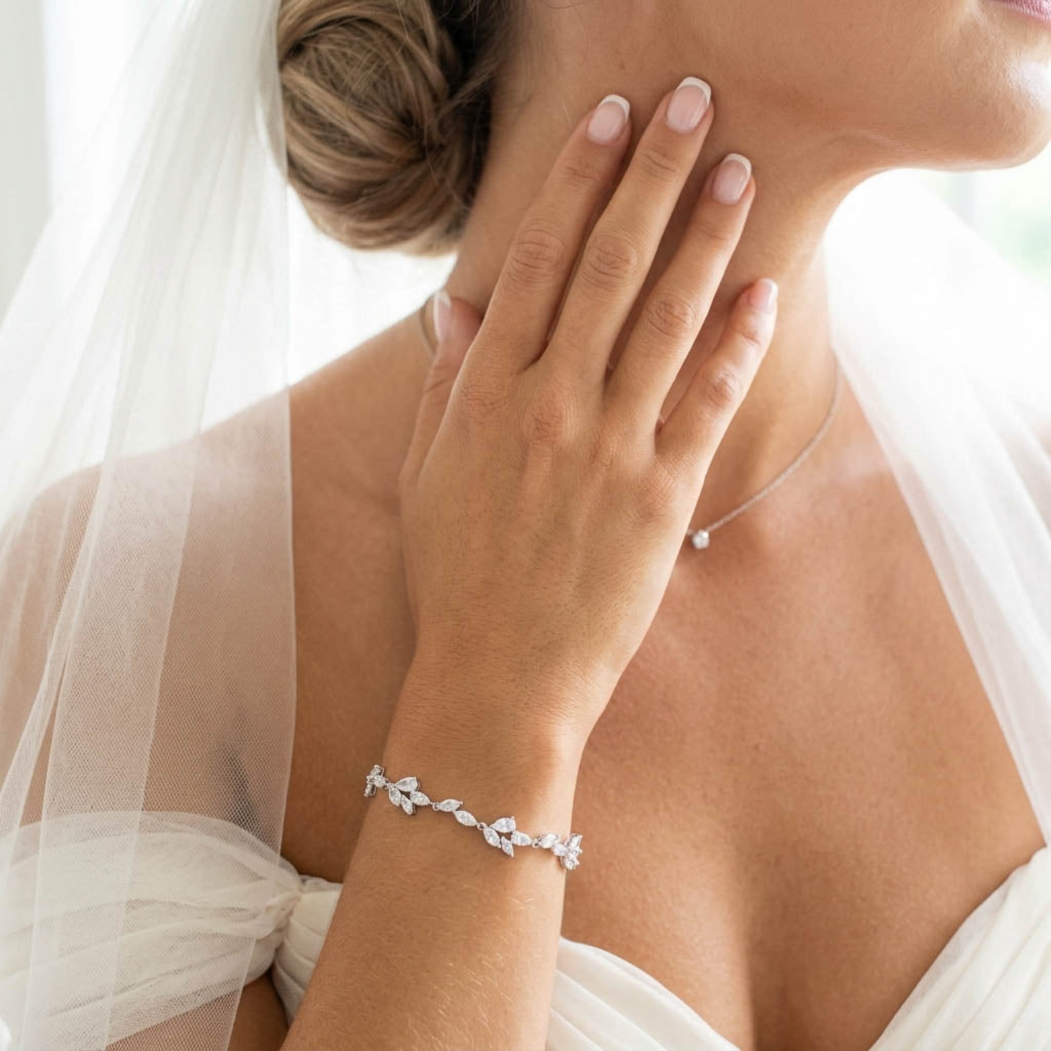 Thalia Rose Gold CZ Bracelet – Marquise Cubic Zirconia Bridal Bracelet - Treasures by Agnes